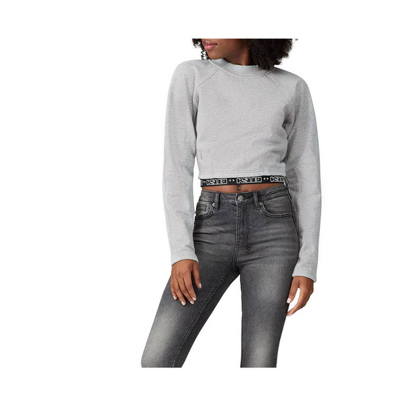 Ksubi Tops - Ksubi Terra Cropped Sweatshirt Back Zip Gray Size Medium